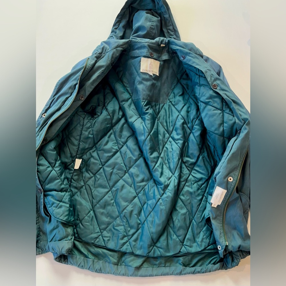 London Fog Vintage Green Coat Puffer Pockets Women’s Small Dark Sage - Picture 5 of 15